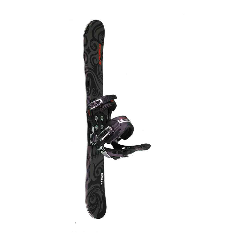 Snowblades and 2 Strap Snowboard Bindings Black and Red 90 cm side view