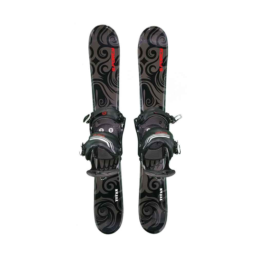 Snowblades and 2 Strap Snowboard Bindings Black and Red 90 cm