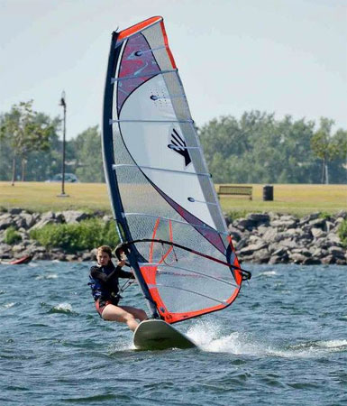 Windsurfing vs Kiteboarding vs Wing Foiling Which is easier to learn? 1 Sam Windsurfing with Ezzy Cheetah Sail