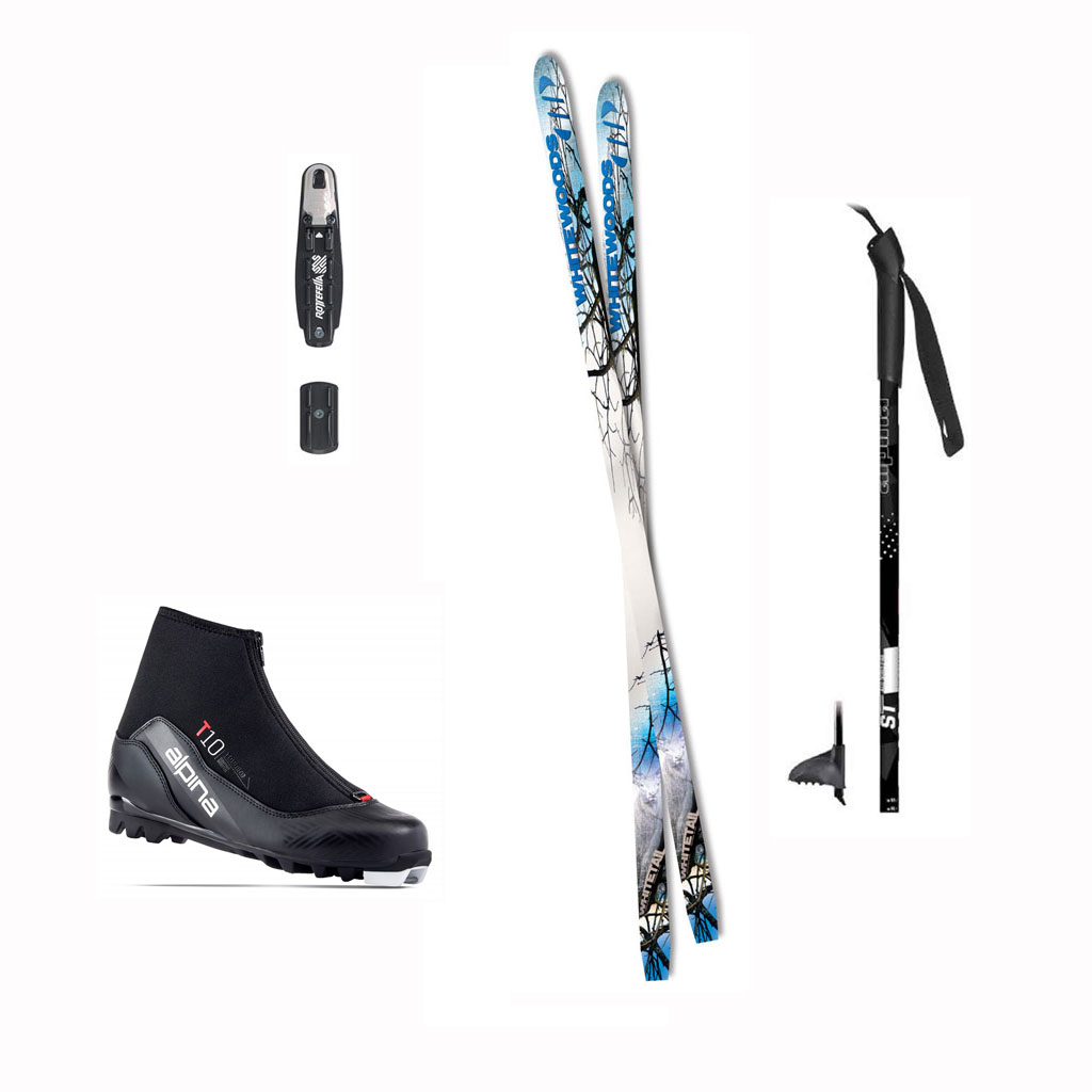 Erik Sports White Woods White Tail Cross Country Ski Package with NNN binding