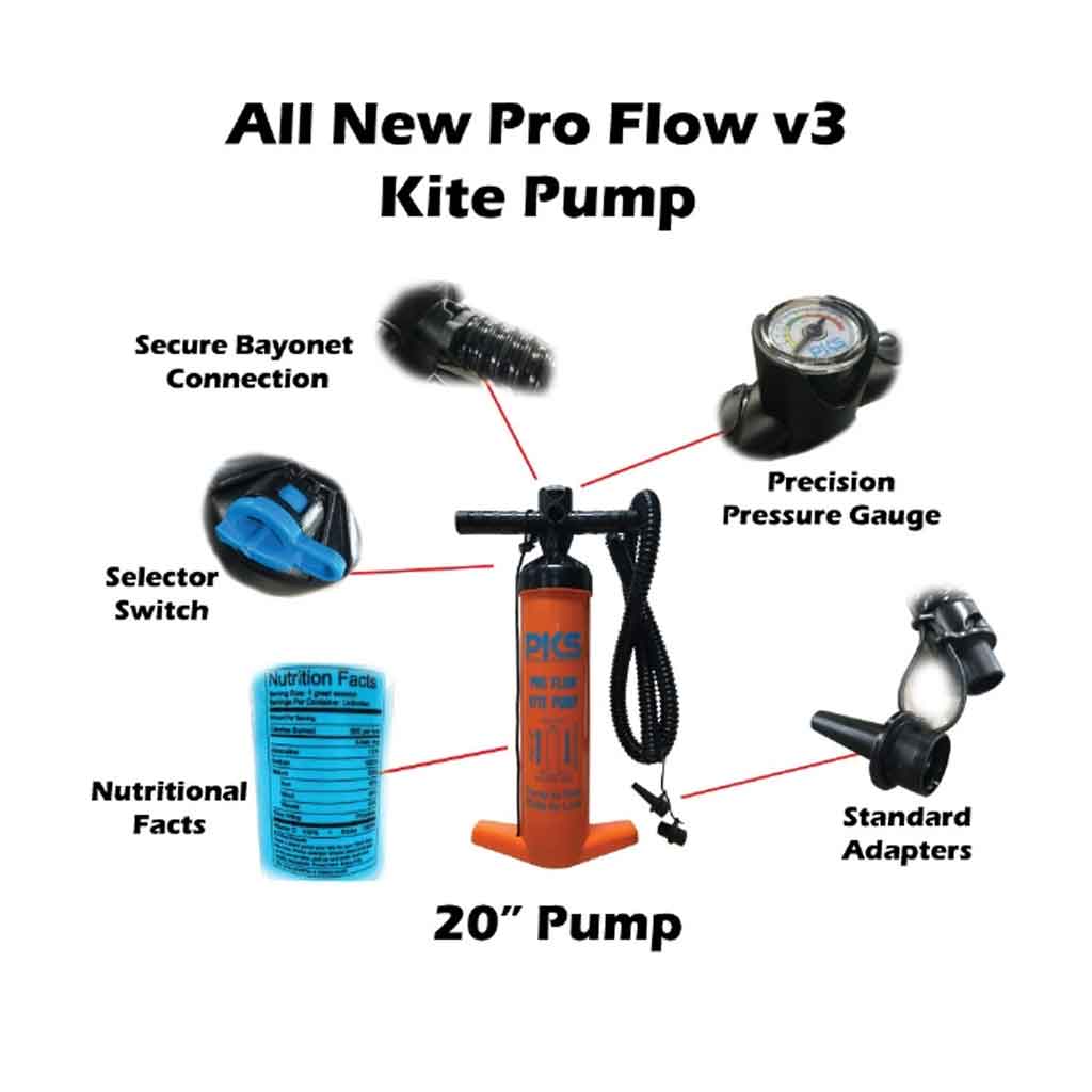 PKS Pro Flow V3 MEGA Kite Pump 20" Specs